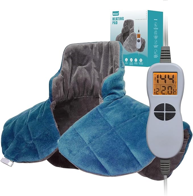 Ruqiji 19" x 24" Weighted Neck&Shoulder Heating Pad, 2.5lbs with 12 Temperature Settings&Countdown Timer,Pain Relief for Neck/Shoulders/Menstrual Pain(Dark Gray)