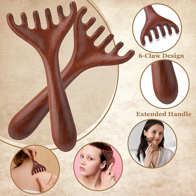 ProSuites 3 Pcs Wooden Head Scalp Massager Comb, Head Massage Tool for Relaxation Hair Gua Sha Comb for Mother,Gaughter,Wife