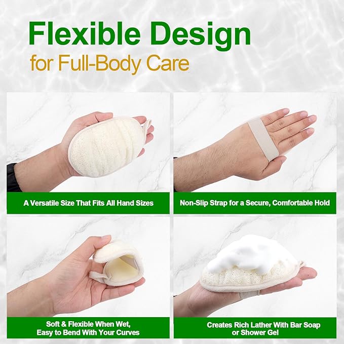 Natural Loofah Exfoliating Body Scrubber Pads, 24 Pack Dual Sided Shower Bath Loofah Sponge, Gentle Exfoliating Body Scrub for Men Women Full Body Cleansing