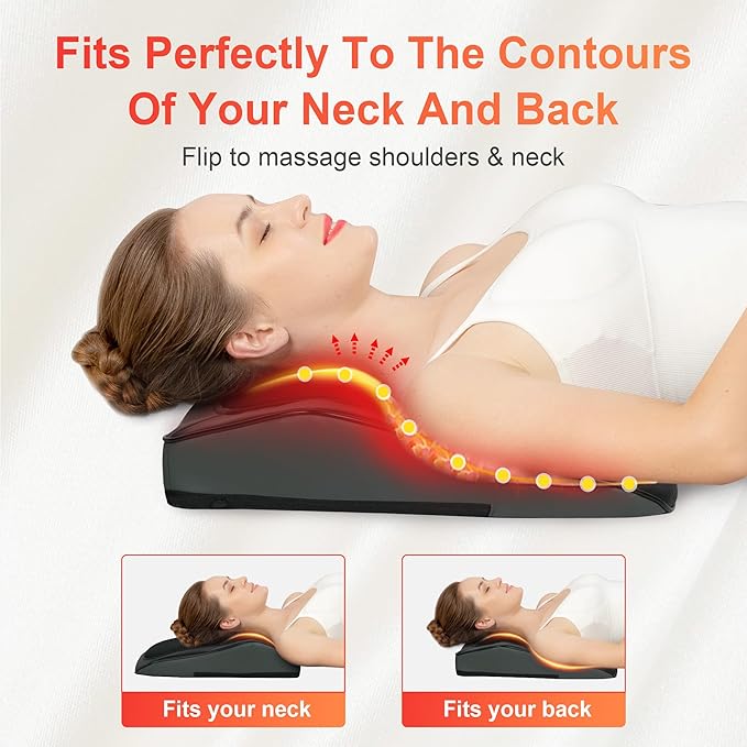 COMFIER Back Massager with Heat, Deep Tissue Shiatsu Neck and Back Massager Chair Use Massager Pillow with Adjustable Flap
