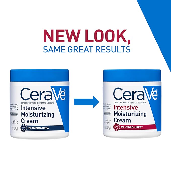 CeraVe Intensive Moisturizing Cream,Body Moisturizer With Shea Butter,72H Hydration + Skin Barrier Repair,Fragrance-Free Body Lotion For Extremely Dry Skin,19oz,(Pack of 2)