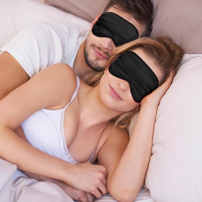 Silk Sleep Masks, 6 Pack Eye Masks for Sleep, Soft Satin Eye Cover with Elastic Strap for Sleeping, Blindfold Eye Cover for Sleepover Stuff Travel Nap Women Men Gifts(Black)