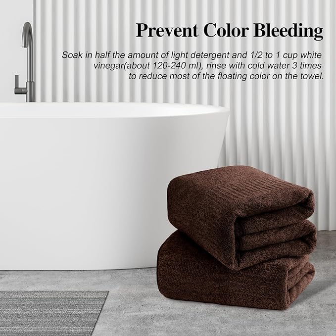 SEISSO Bath Towels, Extra Absorbent & Quick Drying Lightweight Fiber Towels, Premium Big Soft Bath Towel for Fitness, Spa, Sports Towels, Yoga Towel, Brown(2 Pack)