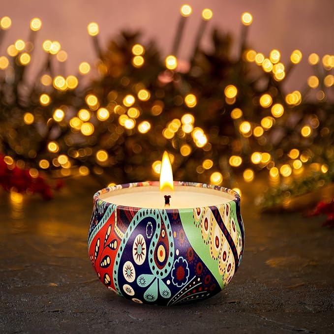 Set of 24 Small Scented Candles Soy Wax Aromatherapy Candles 2.5 OZ Portable Tin Candles with Lid, Relaxation Gifts Basket for Mother, Women, Friends and Coworkers