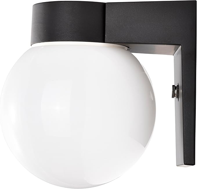 Nuvo Lighting SF77/140 Utility Fixture Die Cast Aluminum Durable Outdoor Wall Mount Porch and Patio Light with White Glass Globe, Black