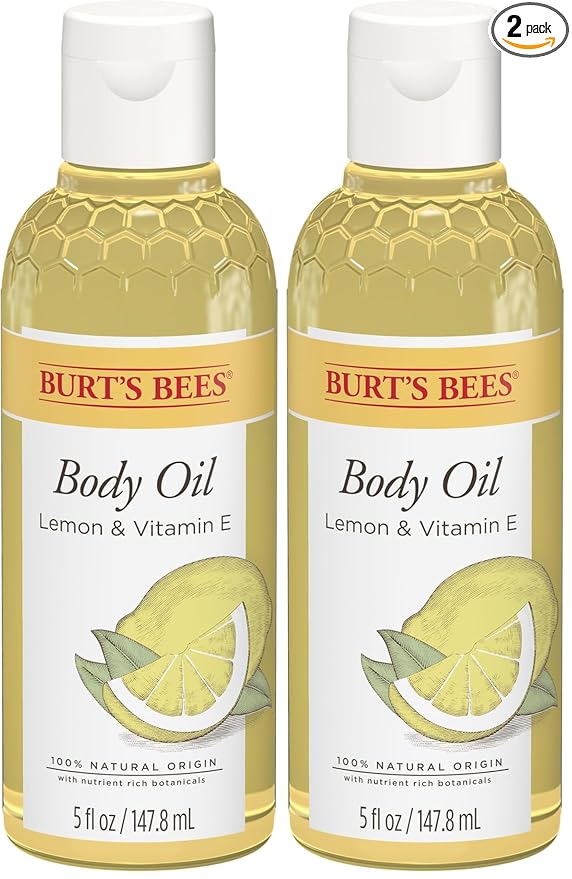 Burt's Bees Skin Care, Body Oil With Lemon and Vitamin E, 100% Natural, 5 Ounce (Packaging May Vary) (Pack of 2)