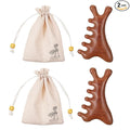 2 Pcs Wooden Scalp Massager Comb Sandalwood Scalp Massager Handmade for Gua Sha Head Legs Neck Face Care Shoulder Foot Stress Relax Women Men Hair Growth with Storage Bag