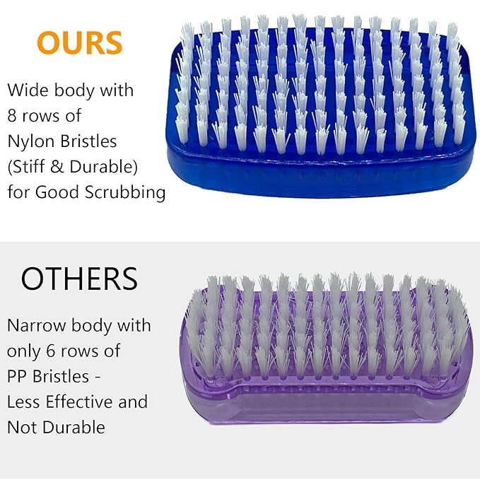 GKETN Nail Brush for Cleaning Fingernails 2 Sided Nylon Bristles Fingernail Brush for Cleaning Nail Scrubber Scrub Clean Soft Stiff Nail Scrub Brush, 2 Pack