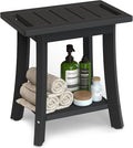 HIPS Shower Bench Inside Shower Stool with Storage Shelf, Waterproof Spa Bath Chair for Bathroom, Seat or Organizer for Living Room, Bedroom - Great for All Ages Unisex Elderly (Small, Black)