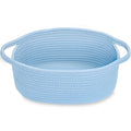 ABenkle Small Basket with Handles - Decorative Durable Rope Woven Storage Bin Shelf Storage Organizer Cube, Easter Baby Gift Basket, 12"x8"x5", Blue