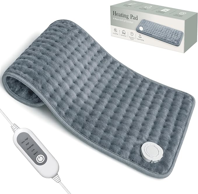 Heating Pad for Back Pain & Period Cramps,Moist Heated Pad for Abdomen, Legs & Muscles,5 Heat Levels, 2-Hour Auto Shut-Off, Gifts for Men Women UL Certified, 12" x 24"
