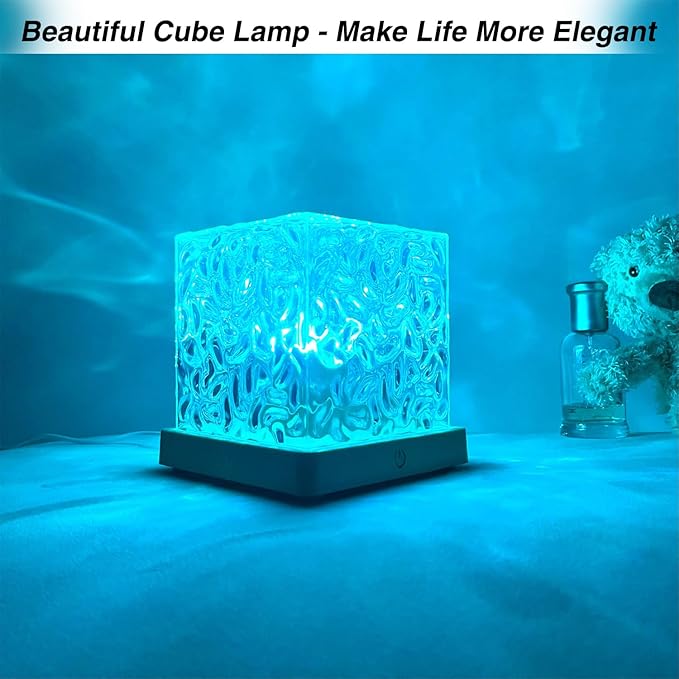 Water Ripple Projector Light - Ocean Wave Projector Lamp Under Water lamp Cube Northern Lights Aurora Mood Night Light for Shower Bedroom Stress Relief
