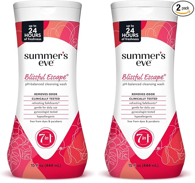 Summer's Eve Blissful Escape All-Over Daily Feminine Wash, pH-Balanced Body Wash for Women, Removes Vaginal Odor and Refreshes, 15 Fl Oz (Pack of 2)
