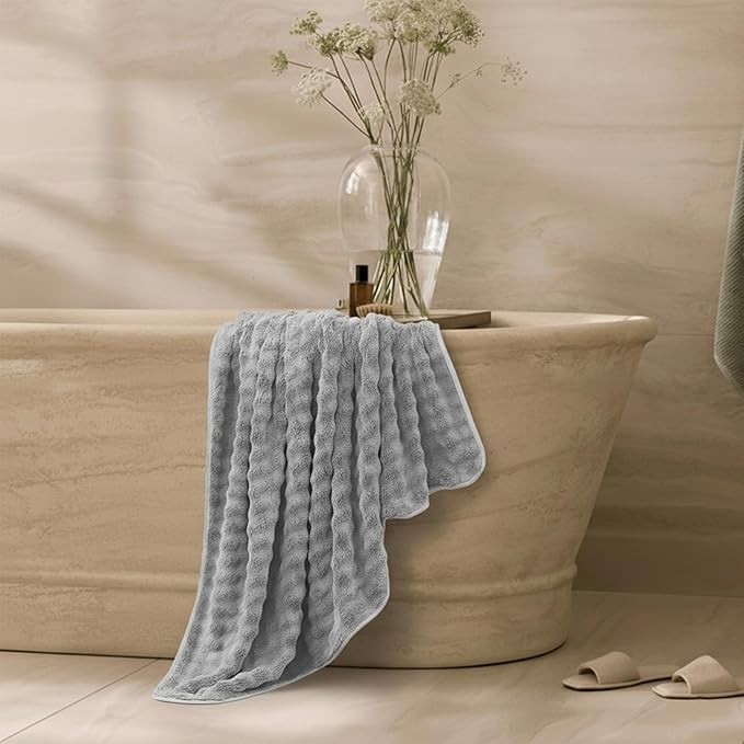 KBY Bath Towels Set of 2, Extra Large Bath Sheets 40X80 Inches,Quick Dry, Ultra Soft，Durable & Super Absorbent Oversized Bathroom Towel Sets for Adults, Gym, Spa, Pool & Hotel（ Gray）