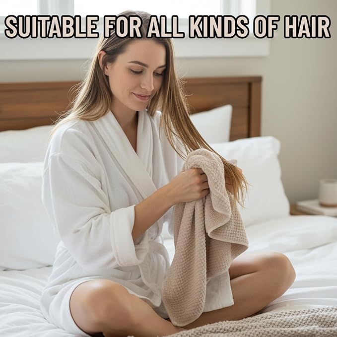 2PCS Plopping Towel Curly Hair, Large Microfiber Hair Towels for Women, Super Absorbent Hair Plopping Wrap for Curls, Quick Dry Hair Towel for Long & Damaged Hair, Salon & Travel Use.