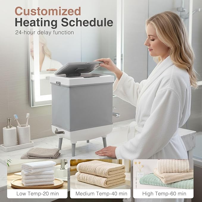 IPOW Foldable Towel Warmer 35L Large Quick Heating Hot Warming Tub Fits Up to 3 Oversized Towels(45"x70"), Bathrobes and Blankets Ideal for Home & Spa