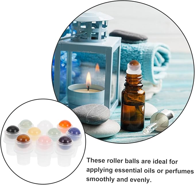 10pcs Roller Ball Inserts for Essential Oil Bottles Jade Stone Balls Perfume Top Replacement Leak-Resistant Roller Bottles