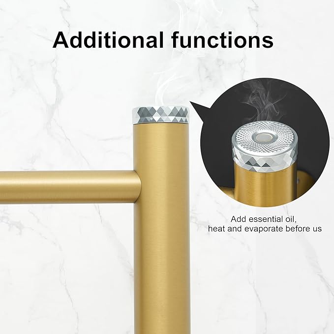 Electric Towel Warmer Rack,Heating Towel Warmer,Timer & Temperature Control,Wall-Mounted Plug-in for Bathroom,Gold,Stainless Steel,8-Bar(27.56x20.87x4.41in)
