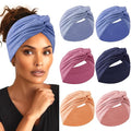HAUHC Extra Wide Headbands for Women, 7'' Large Cotton Like Turban Knotted Bandana Head Bands for Women Non Slip, Boho Headbands for Women's Hair (C2-6Pcs, Extra Large 7" Wide)