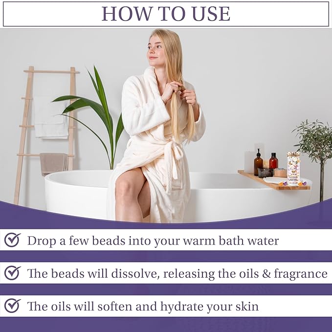 Grass Roots Bath Oil Beads Set of 36 - Lavender & Chamomile Scented Bath Beads - Essential Oil Soaked Pearls to Gently Nourish & Soften Skin - Luxurious Bath Experience