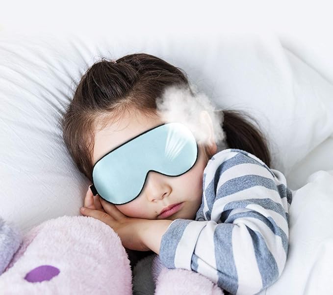 CHILDHOOD Super Soft Silk Sleep Mask for Kids with Adjustable Strap-Silk Eye Mask for Sleeping Blocking Lights (Blue & Pink)