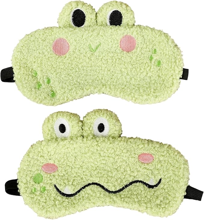 PERFECTSIGHT Sleep Eye Masks, Cute Sleep Eye Cover Lightweight Adjustable Eyeshade Mask Cover for Women Men Sleep Travel Nap, Crocodile Frog