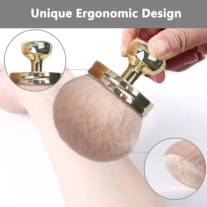 Body Makeup Brush Extra Large Oval Self Tanning Brush Multipurpose 74mm Wide-Headed Self Tanner Kabuki Sunscreen Brush for Legs Body Sunless Tan Streak Free Applicator(Gold)