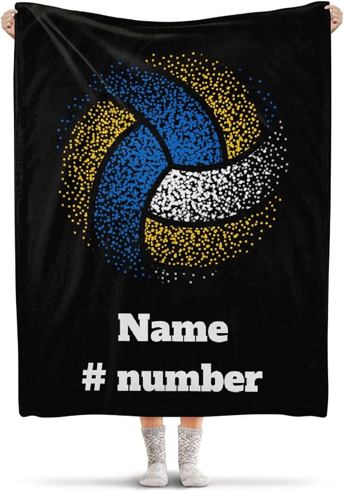 Custom Volleyball Blanket, Personalized Sport Throw with Name Text for Boy, Girl, Men, Women, Volleyball Gift for Player, Athlete, Coach, Team, Soft Customized Throw Blanket 60"x50"for Teen
