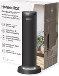 Homedics SereneScent Waterless Essential Oil Diffuser, Cordless Rechargeable Aromatherapy Diffuser for Home, Large Room Scent Machine, Timer, App Control, 6 LED Lights, No Water Needed, Black