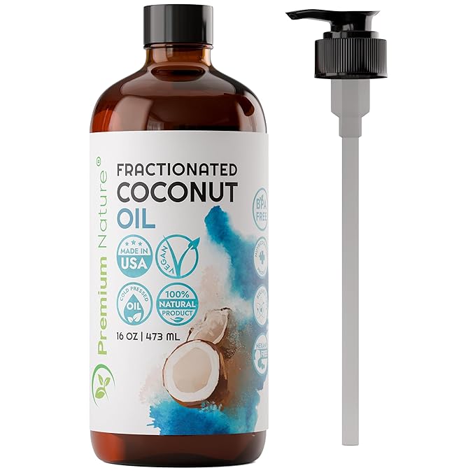 Premium Nature Fractionated Coconut Oil for Skin Moisturizer with Pump Massage Oils Best Carrier for Essential Oils Mixing Body OUL for Dry Skin Moisturizer Natural Oi for Face Hair Body 16 oz