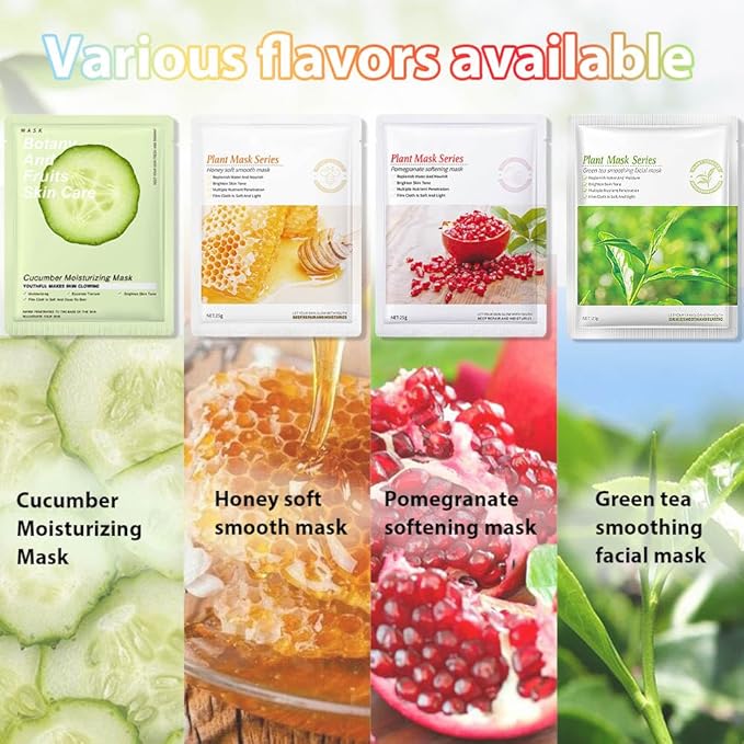 Kaely 10 Pack Variety Face Masks for Kids, Kids Face Mask Spa Day Kit Supplies, Spa Party Favors for Teens Girls Women, Sheet Facial Mask Skincare Gifts Set, Hydrating Nourish for All Skin Types, 01