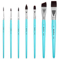 Nicpro Face Paint Brush Set, 7PCS Face & Body Painting Brushes with Aqua Blue Handles, Synthetic Nylon Hair Makeup Paintbrush Kit for Kids, Halloween, Cosplay, School Events & Summer Camp