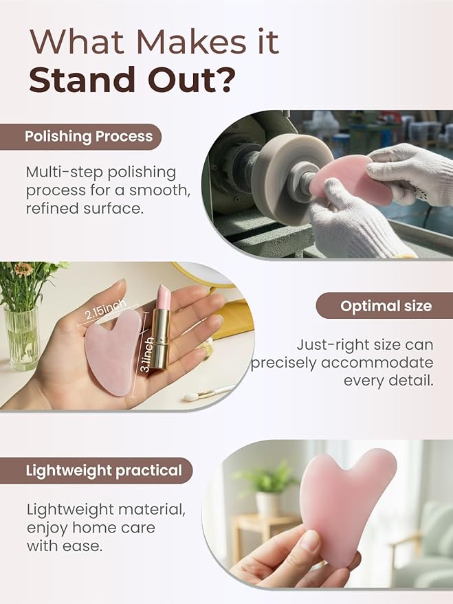 Gua Sha Facial Tools, Guasha Tool for Face & Neck, Gua Sha Scraping Massage Tool for Lymphatic Drainage & Puffiness Reduction (Pink)