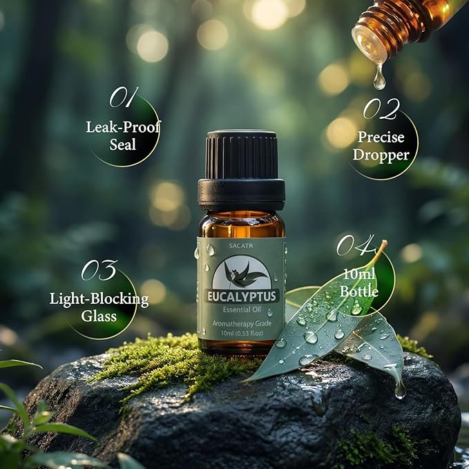 SACATR Essential Oils Set - Natural Essential Oils - Perfect for Diffuser, Humidifier,Aromatherapy, Massage,Skin & Hair Care, DIY Candle and Soap Making(40 * 10 ML)