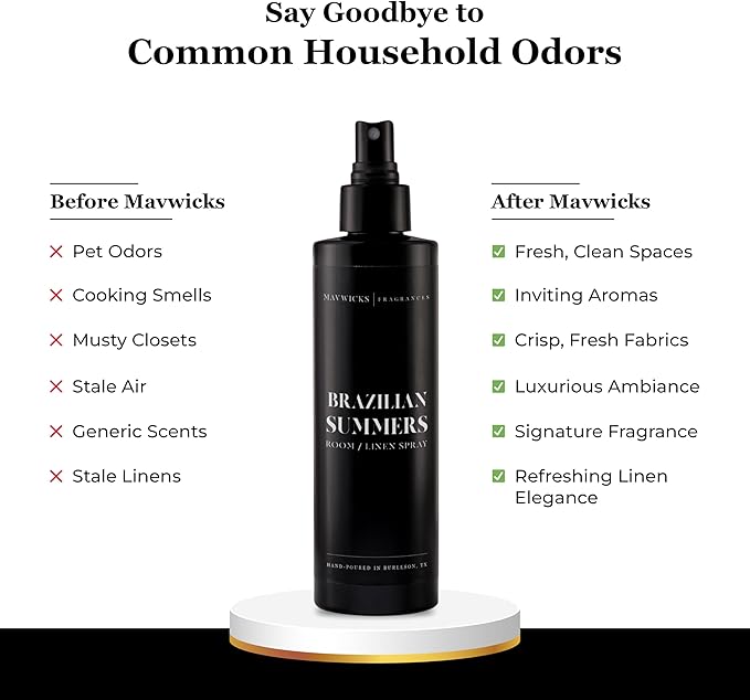 Mavwicks Fragrances - (Brazilian Summers) Linen & Room Spray (8oz) – Bedroom & Home Fragrance Mist, Long-Lasting Freshness To Brighten Up Your Space, Fabric & Air Freshener, Aromatherapy Scent Spray