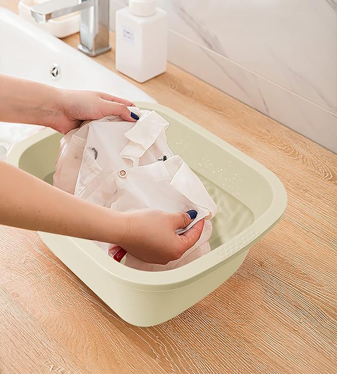 Foot Soaking Bath Basin, Large Size Feet Massager Tub, At Home Spa Pedicure Treatment, 2 Pack Green&White