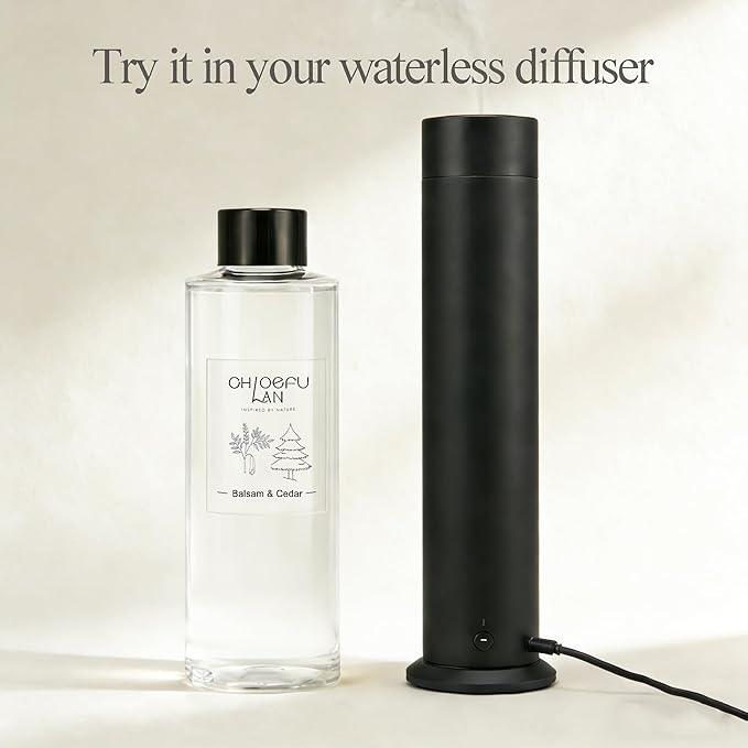 Chloefu LAN Balsam & Cedar Scented Oil Reéd Diffuser Refill 200ml/6.76 fl oz Natural Fragrances Oil - Best for Home Decoration, 0% Alcohol, Refreshing and Invigorating, Perfect for Christmas