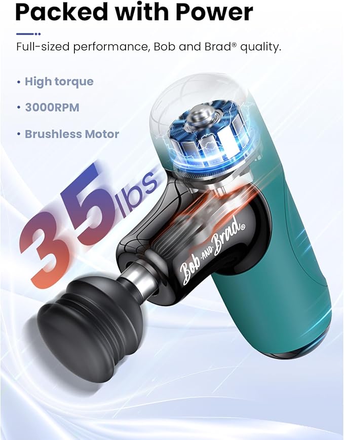 BOB AND BRAD Q2 Mini Massage Gun, Pocket-Sized Deep Tissue Massager Gun, Portable Percussion Muscle Massager Gun, Ultra Small & Quiet Muscle Massage Gun with Carry Case
