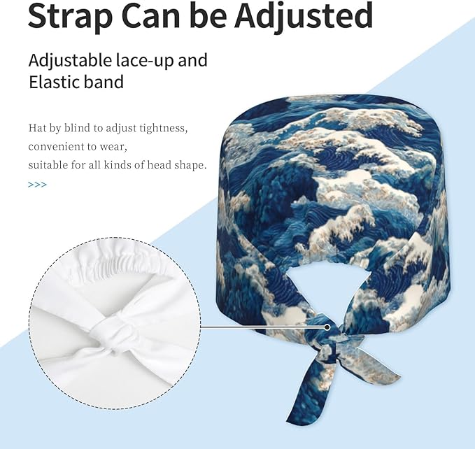 Alligator Ice Cream Working Cap, Scrub Cap with Sweatband, Adjustable Tie Back Hat Breathable Headgear for Women/Men