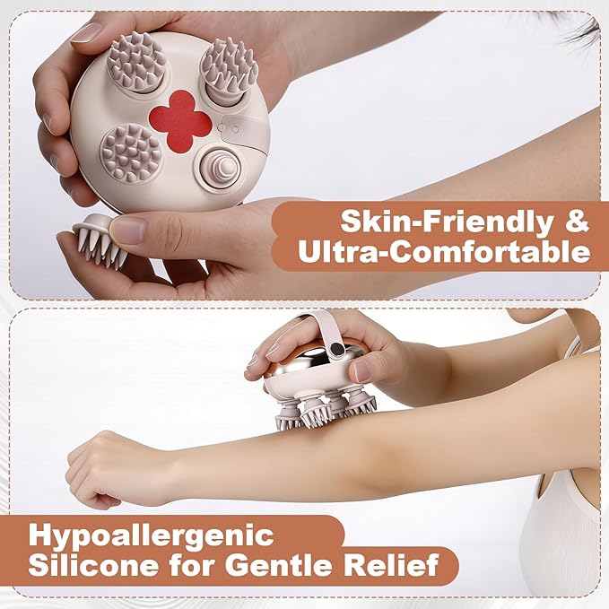 Electric Scalp Massager, Head Massager Relaxes Scalp Pressure & Promotes Hair Growth, Soft Silicone Claws Scratcher Replaceable, Compact, Portable and Rechargeable