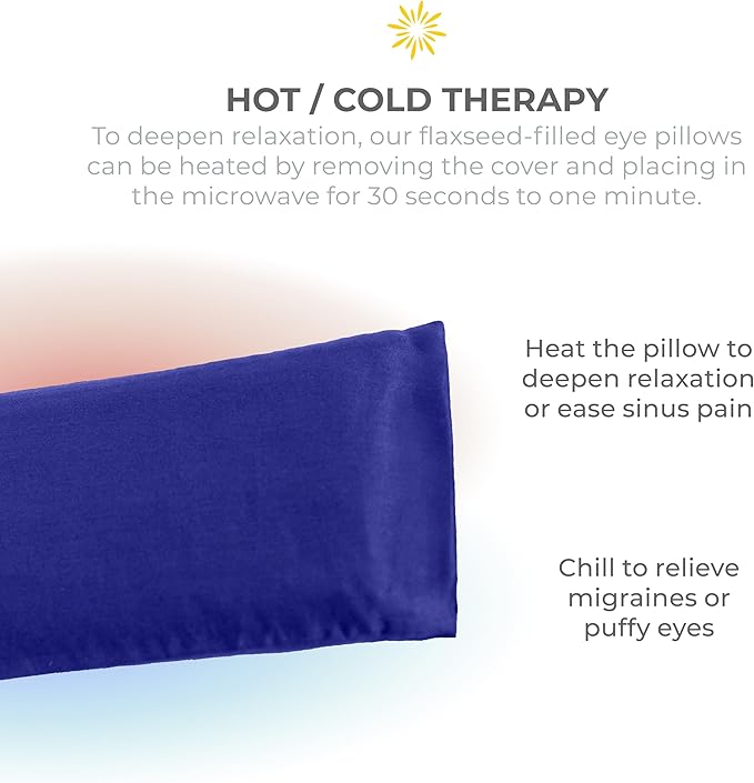 Sunshine Yoga 4-Pack Scented Sateen Eye Pillows, Low-Luster, 9’’ x 4’’ Flaxseed Weighted Eye Mask for Sleeping, Hot or Cold Eye Therapy for Relaxation, Migraine, and Headache, Blue