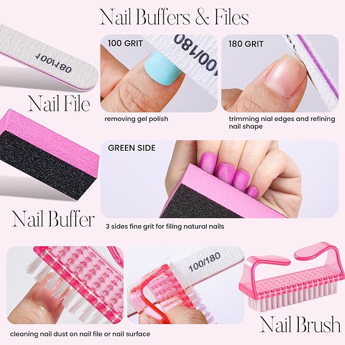 FANDAMEI Cuticle Remover Kit, Cuticle Remover & Oil, Professional Manicure Kit for Women with 50 PCS Lint Free Wipes, Steel Nail Pusher & Fork, Nail Files and Buffers, Manicure Tools Set for Nail Care