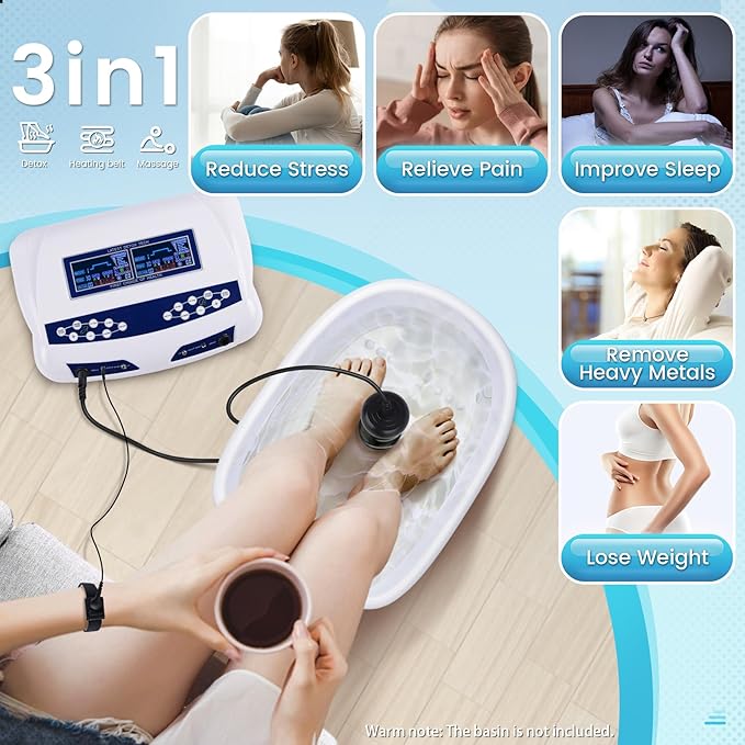 Ionic Foot Bath Detox Machine, Professional Ion Cleanse Dual Ionic Detox Foot Bath Spa Ion Spa Chi Cleanse System for Home USE, 8 Mode Foot Spa Detox, Far Infrared Belt