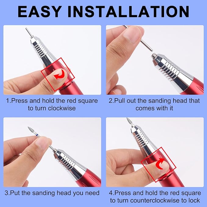 Diamond Nail Drill Bits Efile Cuticle Drill Bit Nail Buffer Bit Russian Electric File Bits for Under Nail Dead Skin Cleaning Cuticle Remove Nail Art Design Manicure and Pedicure (Medium)