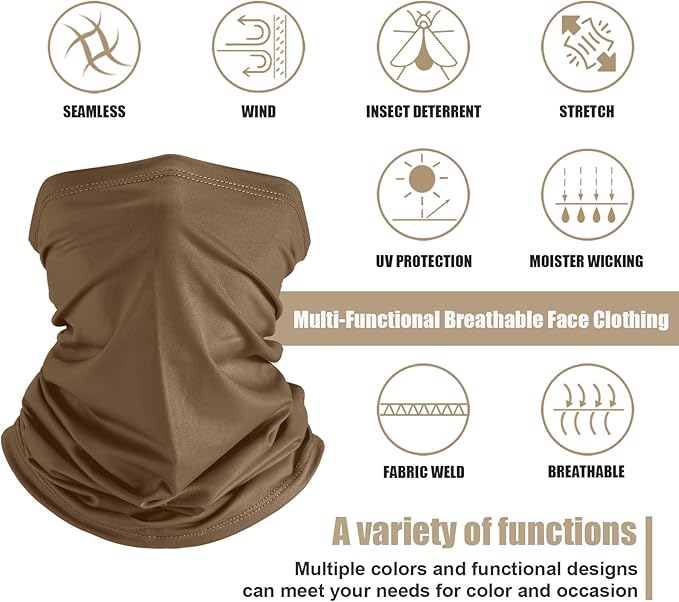 Geyoga 6 Pieces Summer UV Protection Cooling Neck Gaiter Face Clothing Neck Gaiter Mask Scarf Sunscreen Breathable Bandana