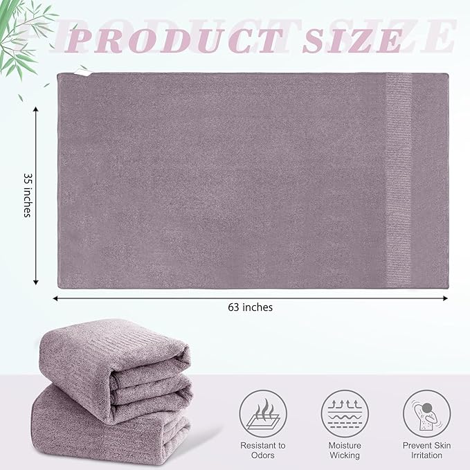 SEISSO Bath Towels 4 Pack Large Bathroom Bamboo Viscose Towels 35” x 63” Plush Soft Bath Towel for Shower Extra Absorbent Jumbo Bath Sheet - Multipurpose Use as Sports, Travel, Fitness, Yoga (Purple)
