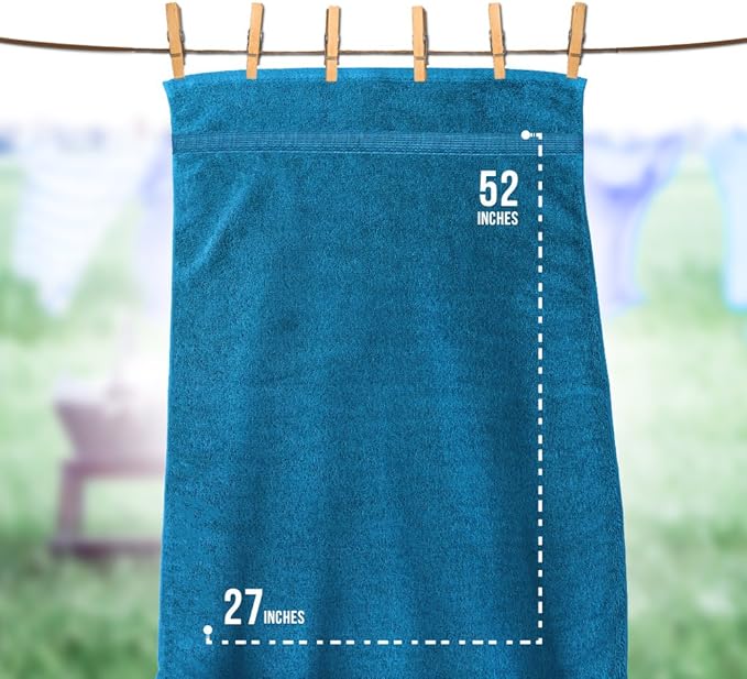 CrystalTowels 7-Pack Bath Towels - Extra-Absorbent - 100% Cotton - 27" x 52"