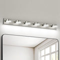 6-Light Nickel Bathroom Vanity Light Over Mirror, LED Vanity Lighting Fixtures, Modern Bathroom Wall Light Fixtures with 360°Rotating Lamp Head (Cool White 5500K)