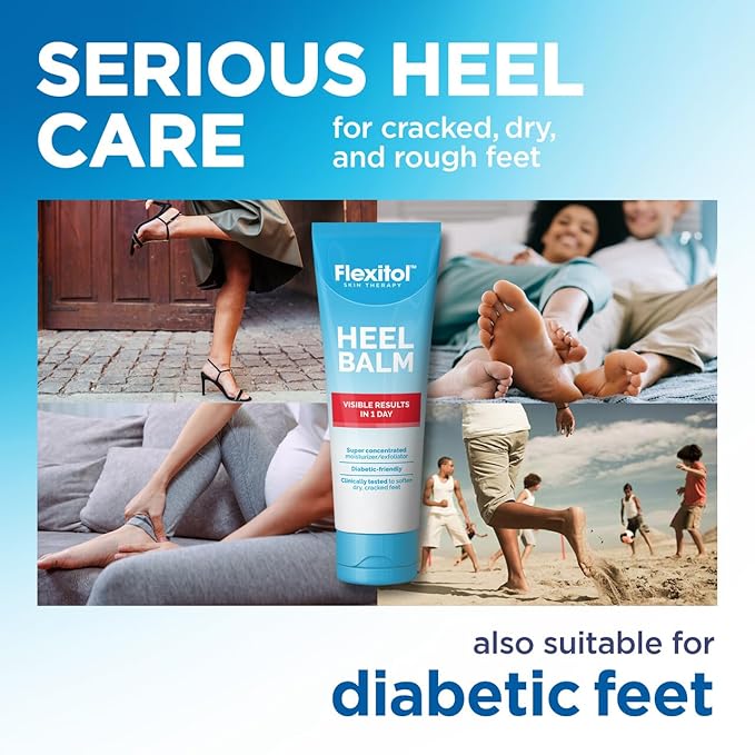 Flexitol Heel Balm Four Pack, Cracked Heel Cream & Foot Balm, Intensive Hydration for Dry, Rough Feet & Heels, Urea-Based Moisturizing Cream, 4 oz Tube