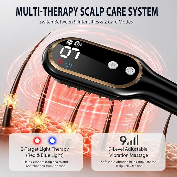 Scalp Massager with Oil Applicator for Thinning Hair & Dry Scalp, Electric Vibrating Scalp Brush, Cordless Head Massager for Scalp Care, Helps Improve Absorption for Fuller-Looking Hair